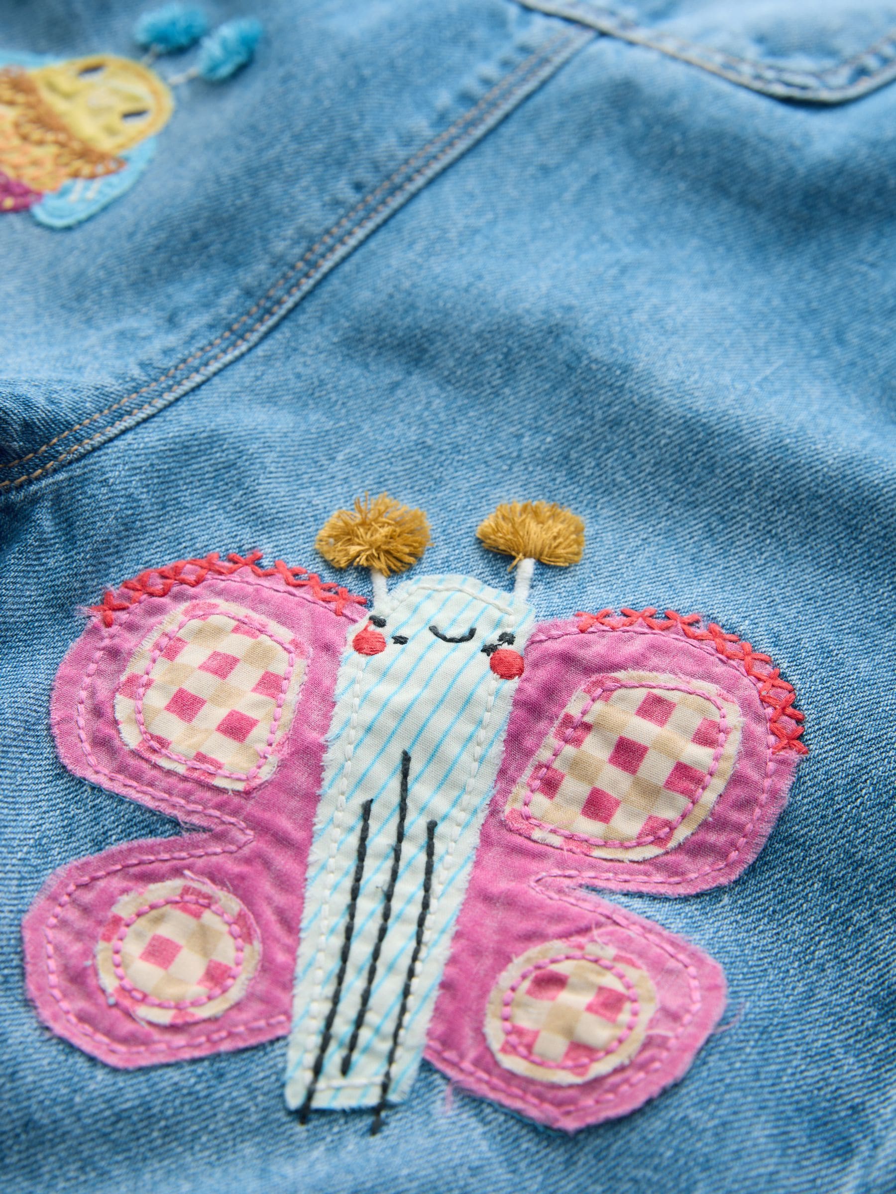 Normaal blauw - Tuinbroek met bijenversiering (3mnd-7jr)