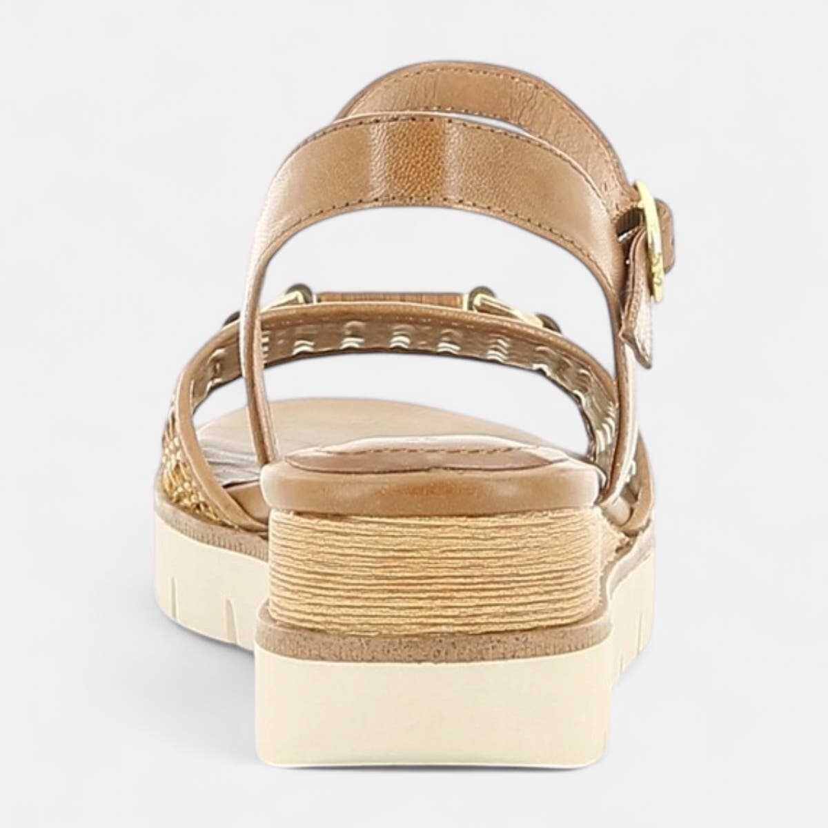 Sandales à talon compensé Femme cognac