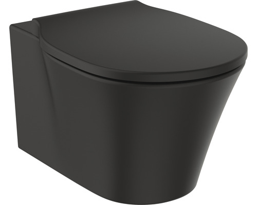 Ideal Standard Connect Air wandclosetset, randloos, matzwart met toiletzitting K8768V3