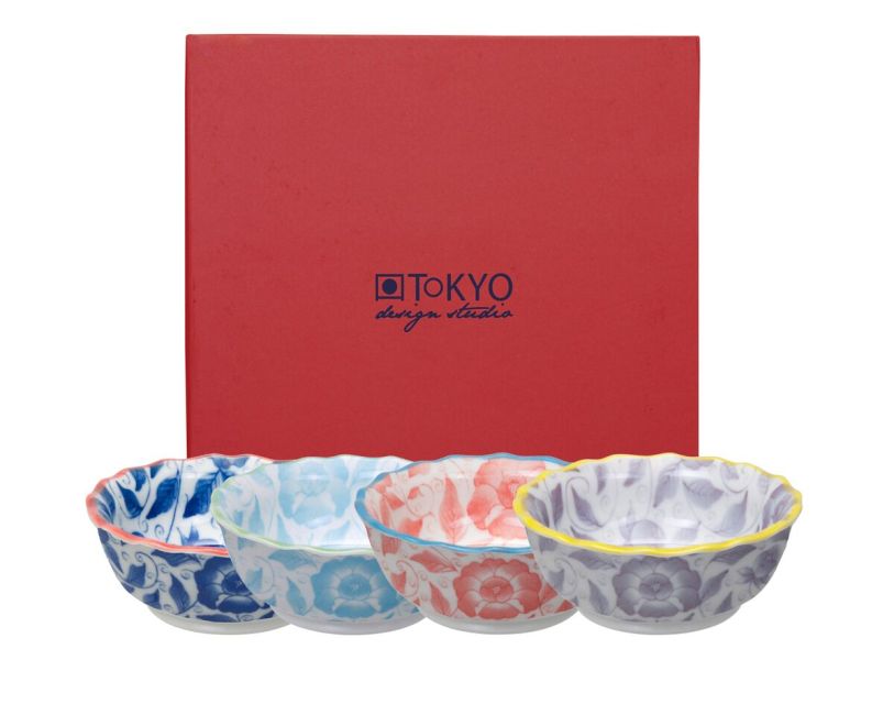 Tokyo Eetkommen met Bloemenprint Geschenkdoos Set 4st 9.2x3.5cm