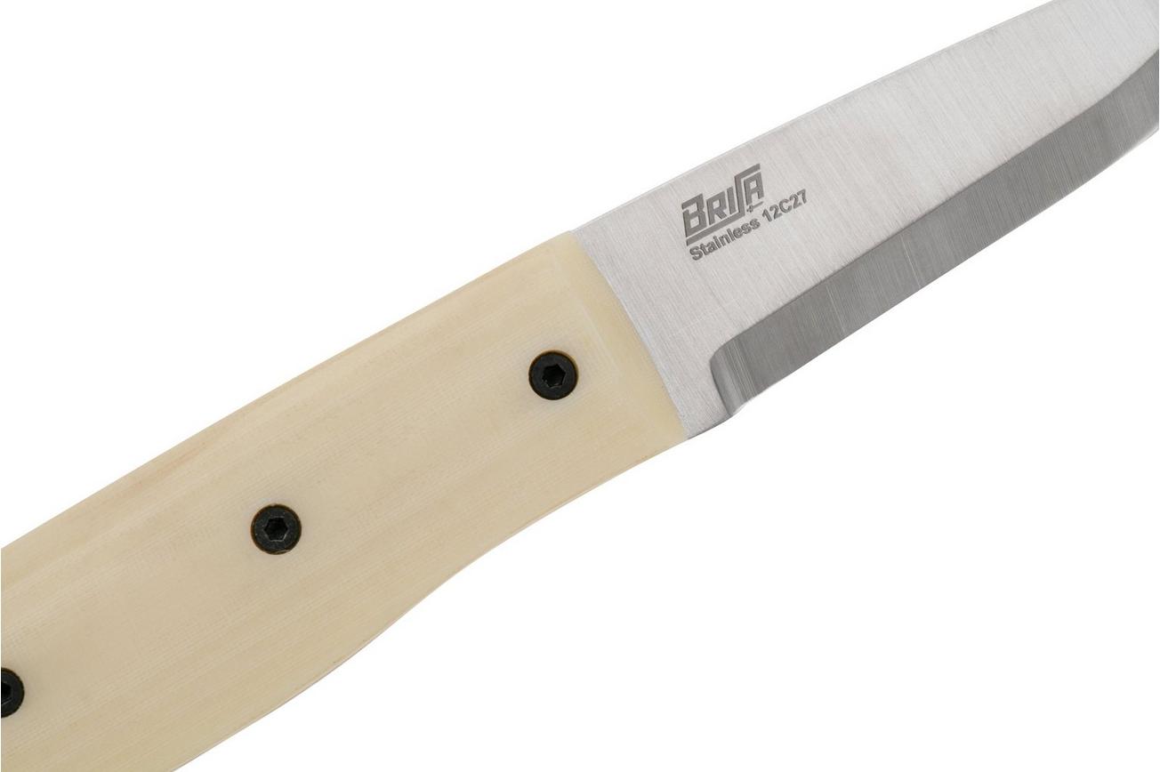Brisa Pk70Fx 462 12C27 Scandi, Ivory Micarta, vaststaand mes