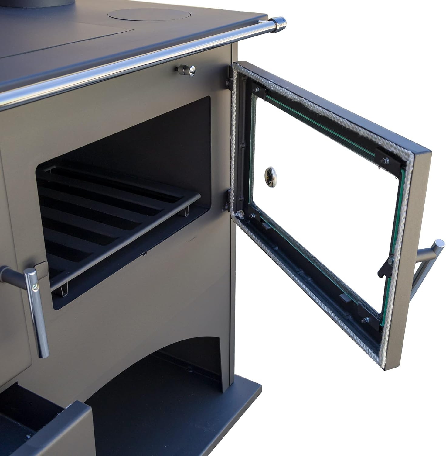 Kaminofen mit Backfach und Herdplatte 25071 Werkstattofen Viki 10,5 kW Schwedenofen Kamin Hüttenofen Ofen