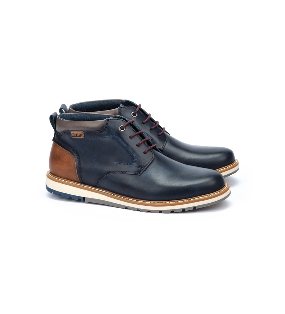 Botas de tornozelo Pikolinos Berna em couro azul marinho