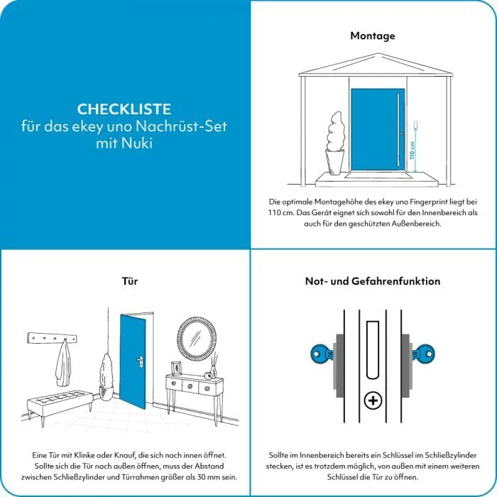 EKEY UNO 200304 Fingerprint mit Akku inkl. Nuki Smart Lock (4. Generation) weiß, Akkubetriebenes Nachrüst-Set für alle gängigen Türen, weiß