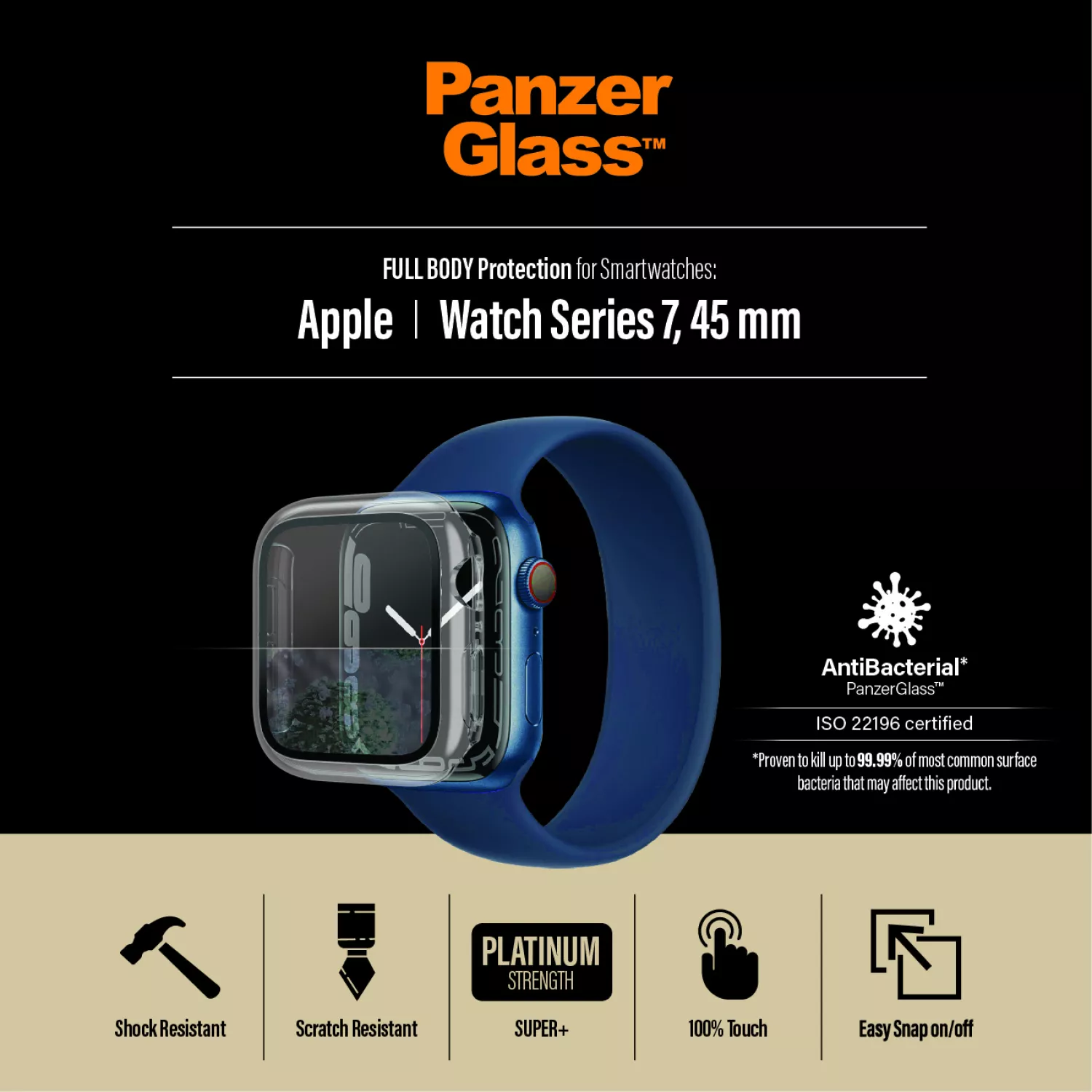 PanzerGlass Full Body Screen Protector for Apple Watch 7+8 45 mm 3659