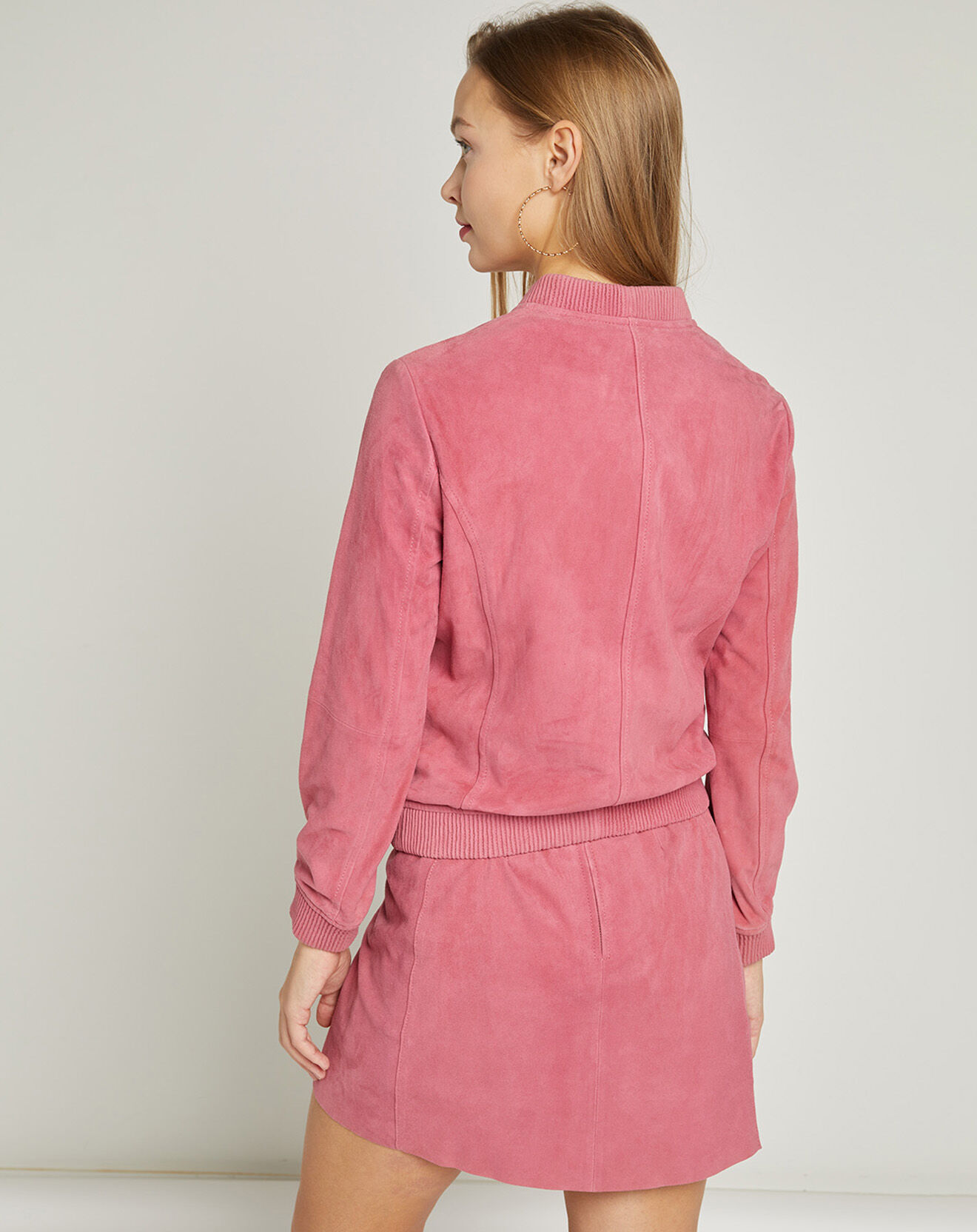 MAX&MOI Bombers en Velours de Cuir Pepper fuschia