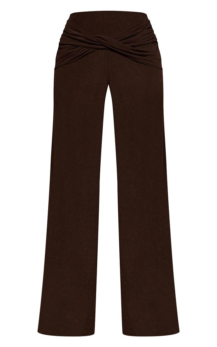 Marron Ensemble Coordonné Pantalon En Mousseline Avec Détail Torsadé