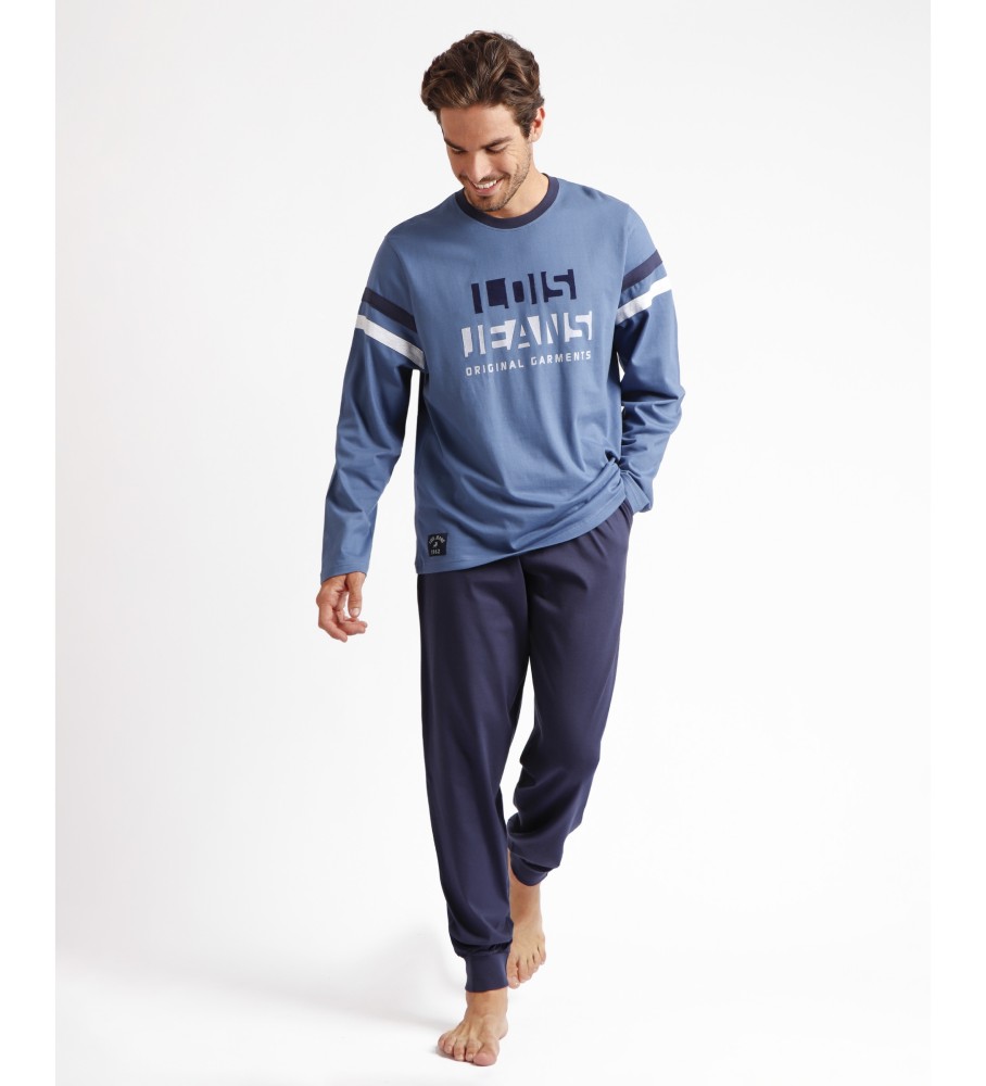 Lois Pijama Manga Larga Moldura azul