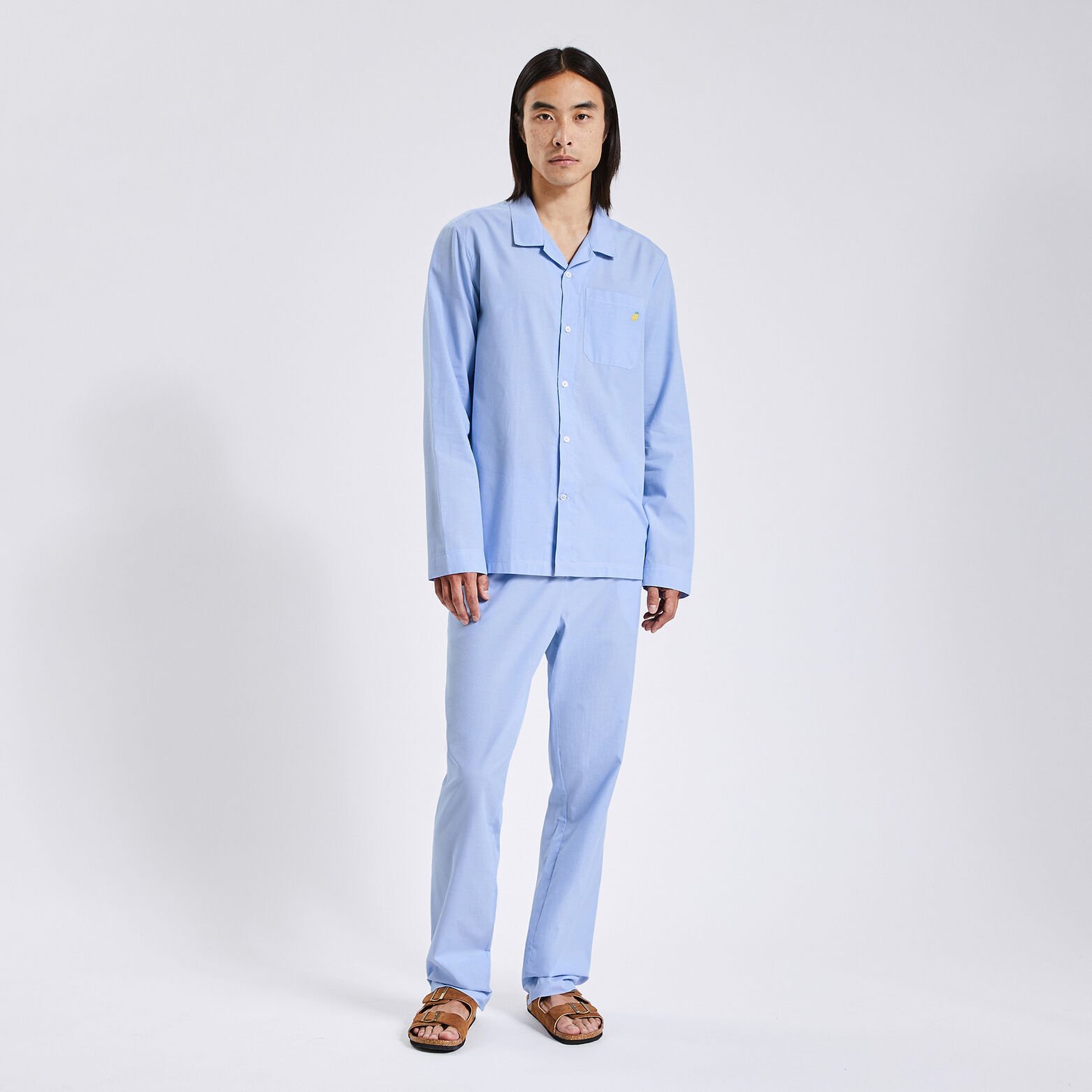 Pyjama chemise et pantalon Bleu clair