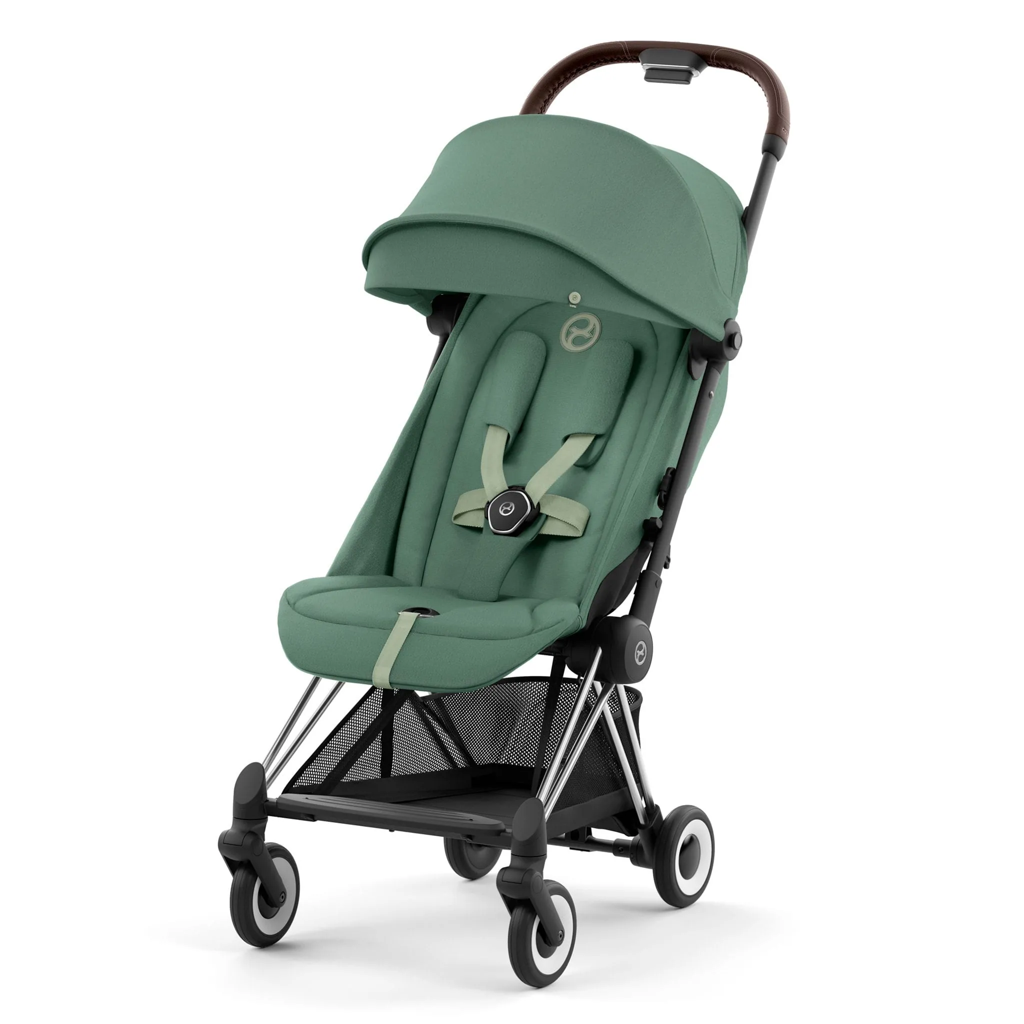 Cybex Poussette Coya - Cadre chromé avec siège vert feuillage