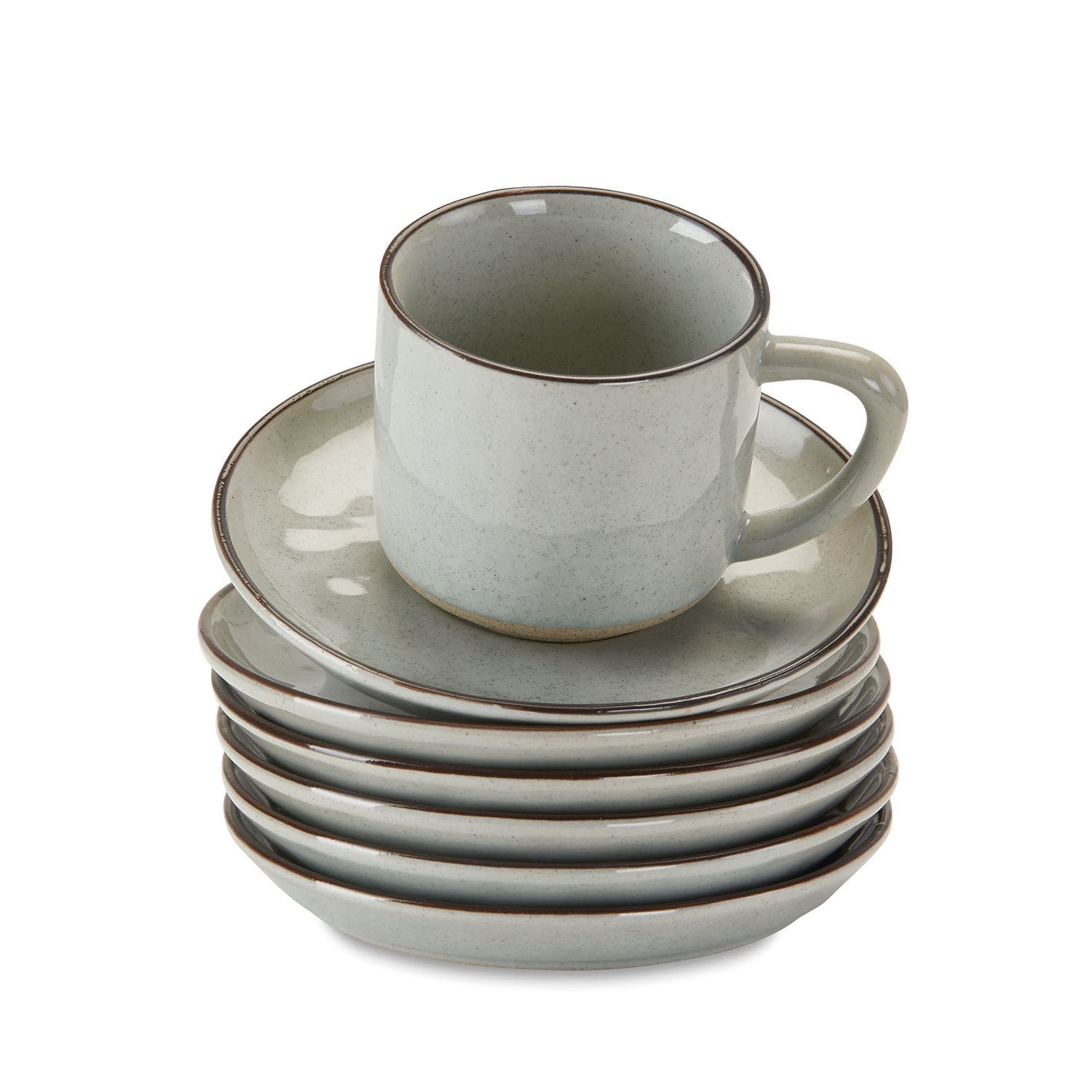 Tasse mit Untertasse 6er Set Biarré grau