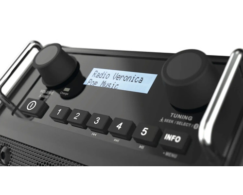 PerfecPro DABPRO bouwplaatsradio, DAB+ en FM-ontvangst, AUX-ingang, MP3, Bluetooth, schokbestendig, IP54, DPR2