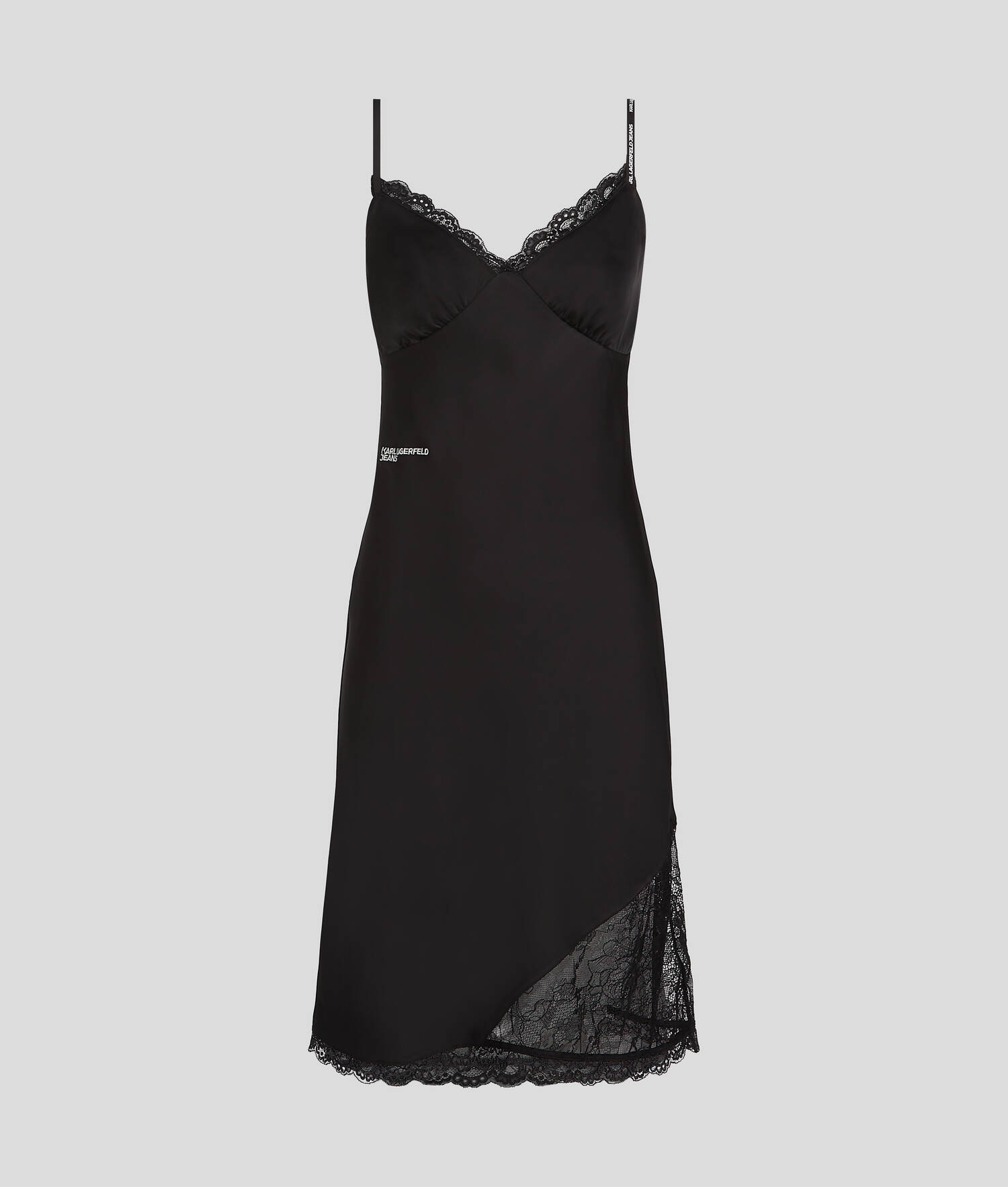 ROBE NUISETTE EN SATIN ET DENTELLE - Noir
