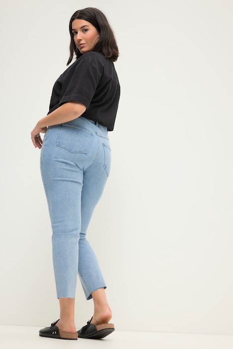 Mom-Jeans, HighWaist, Glitzerstreifen, 5-Pocket