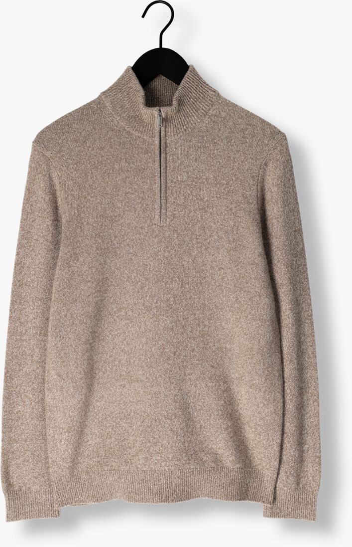 beige profuomo trui pullover half zip wool blend