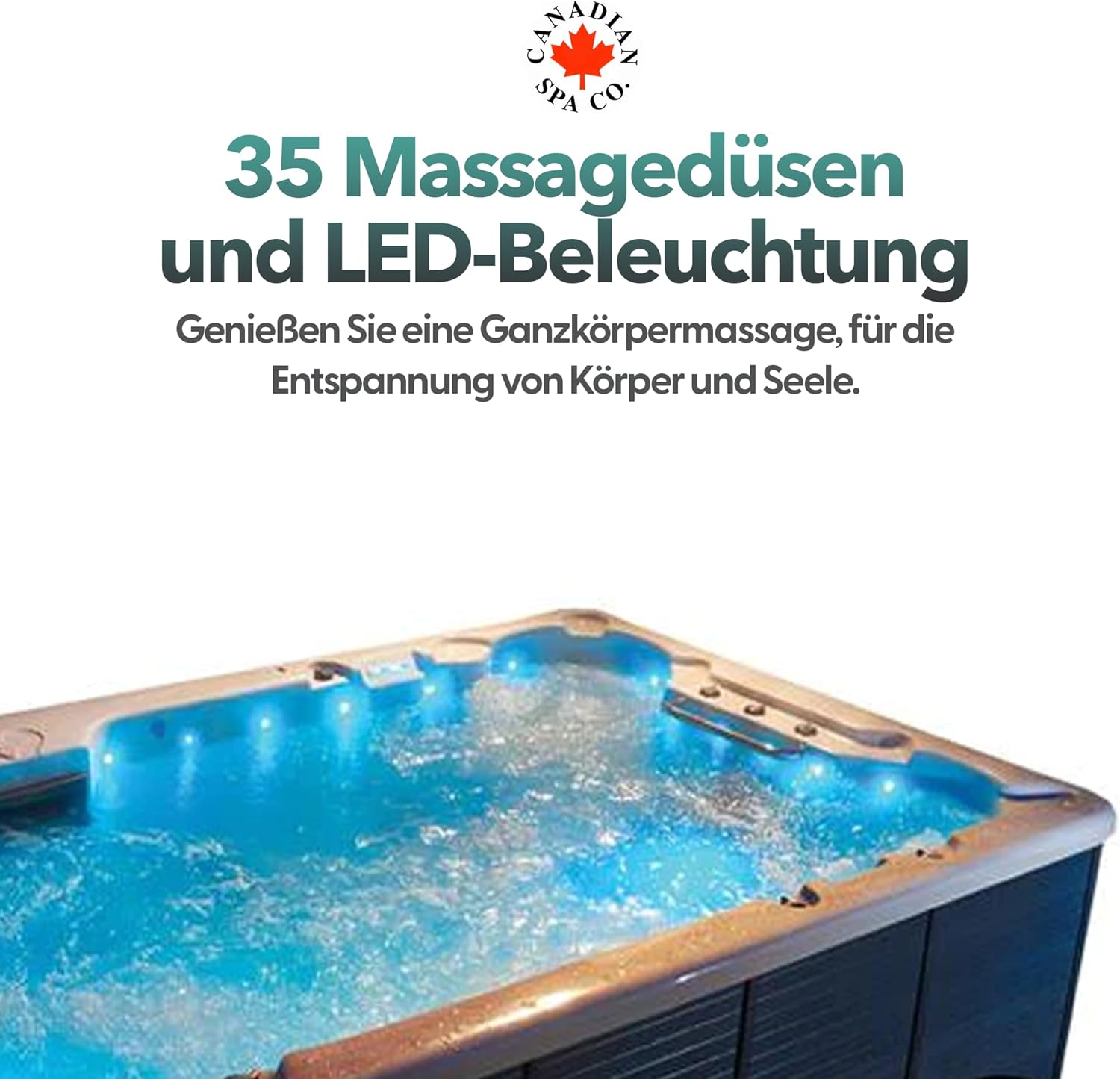 CANADIAN SPA CO. Winnipeg UV Hot Tub Outdoor Winterfest, 6 Personen Hot Tub mit LED Beleuchtung und Isolierabdeckung