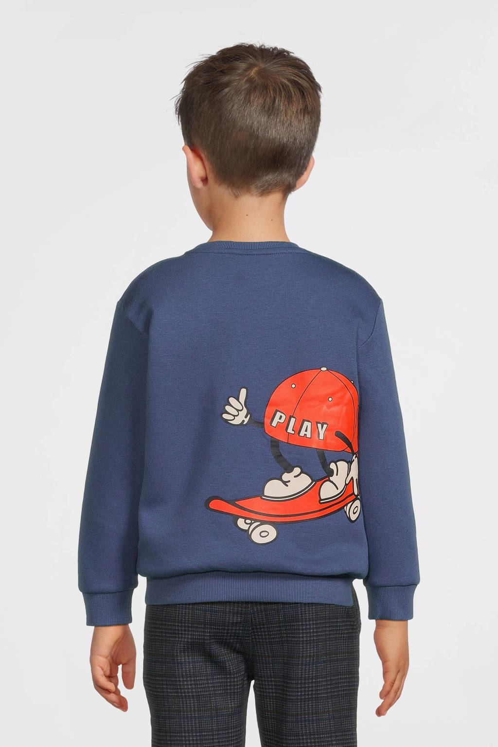 NAME IT sweater NMMOTTO met backprint blauw