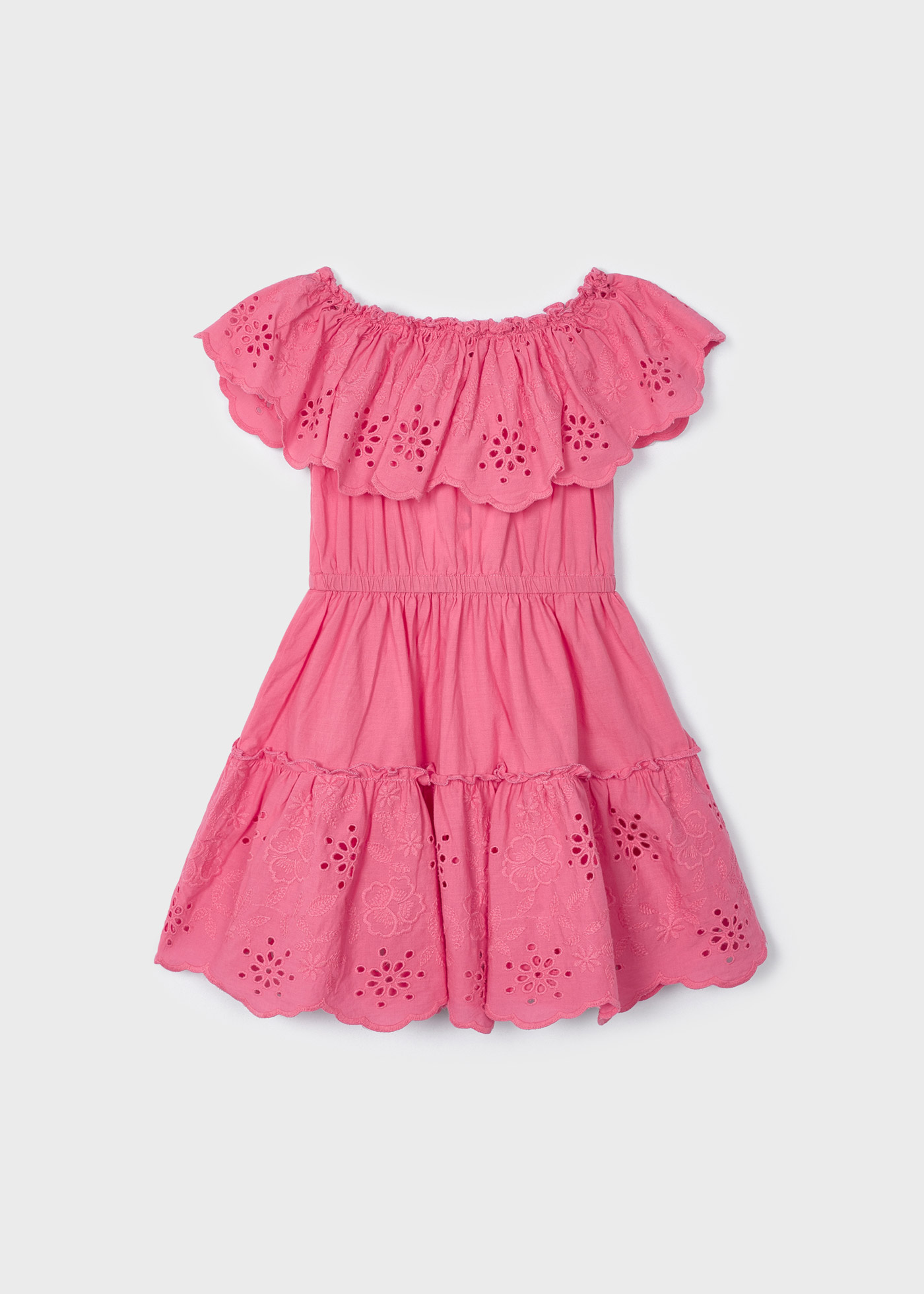 Vestido de algodão com estampa perfurada para meninas