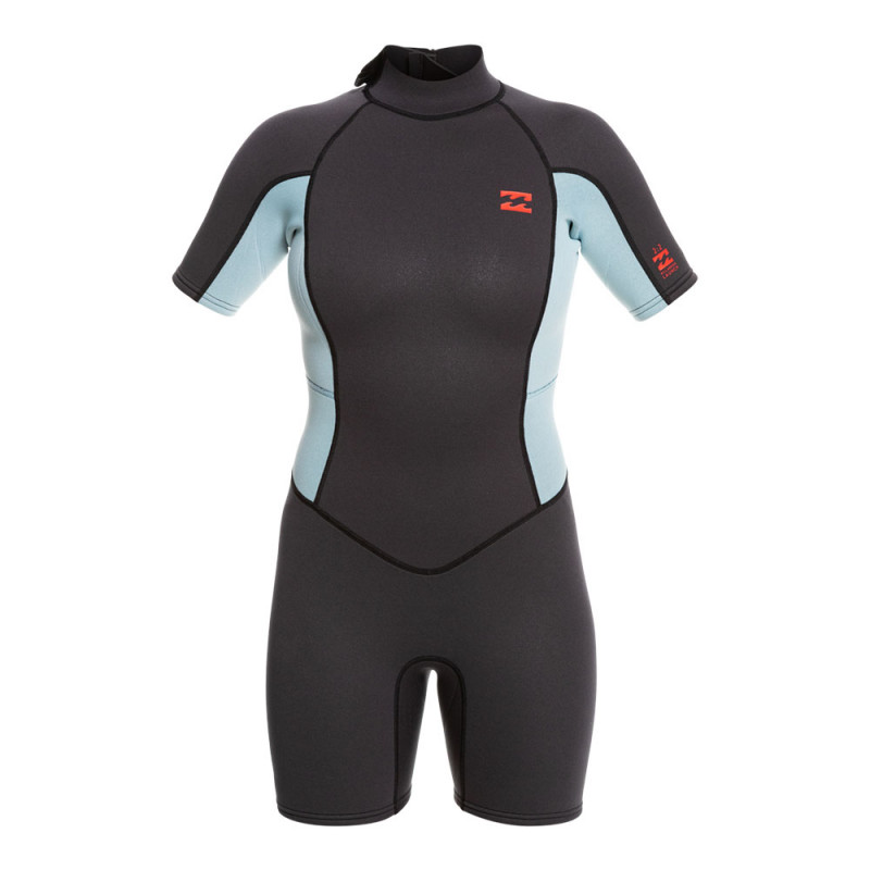 SHORTY FEMME BILLABONG LAUNCH FL 2/2 BACKZIP MANCHES COURTES GRIS