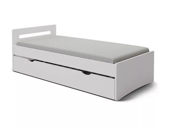 Lit gigogne 90x190 cm bois massif blanc LEO