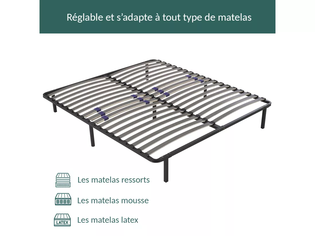 Sommier SoftDream 90 x 190 cm - Sommier à lattes réglables - Résistant et confortable