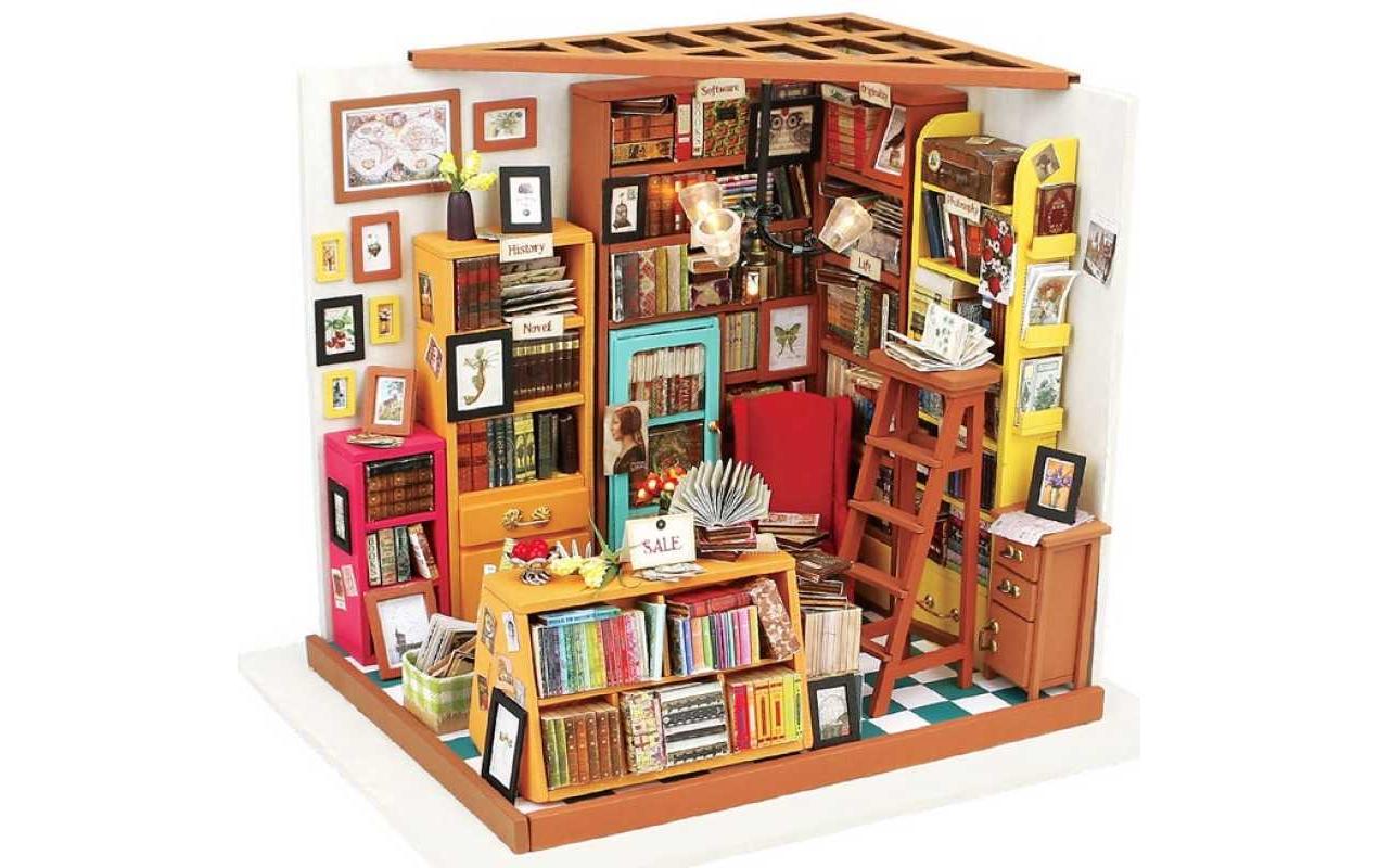 Bausatz Sam's Study Library3D-Puzzle aus lasergeschnittenen Holzteilen