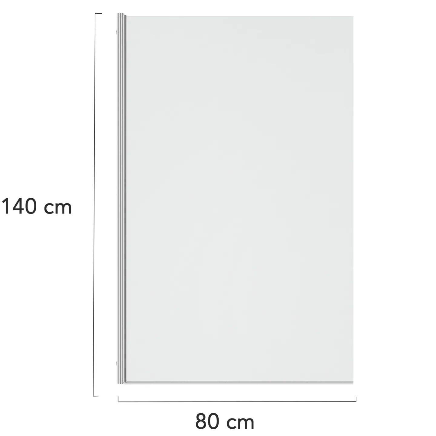 Pare baignoire 1 volet 80x140 cm avec profilé en aluminium argenté