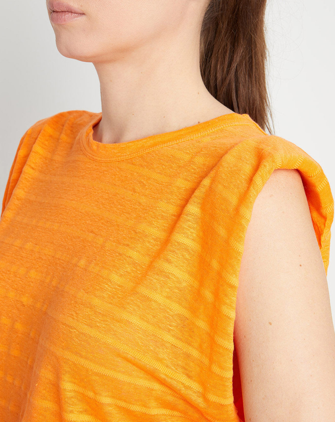 Cashmere Tribu Top en Lin & Coton Lin Coco papaye