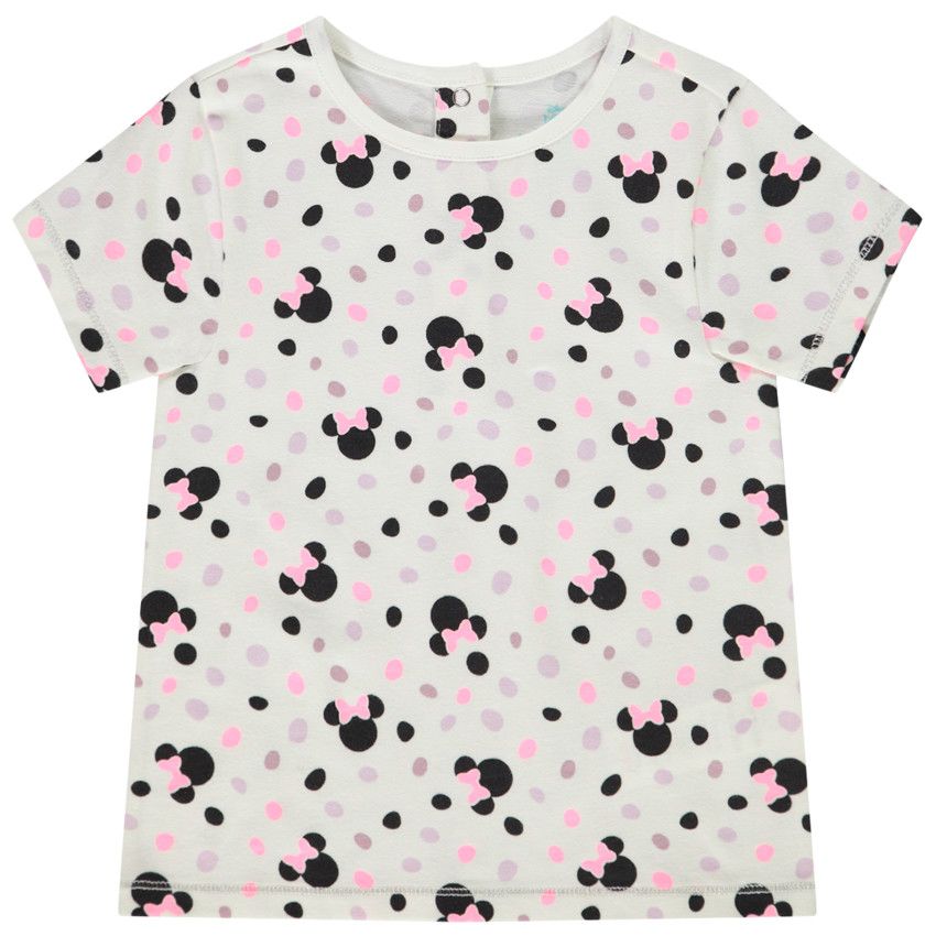 T-shirt manches courtes Minnie Disney pour bébé fille - Ecru