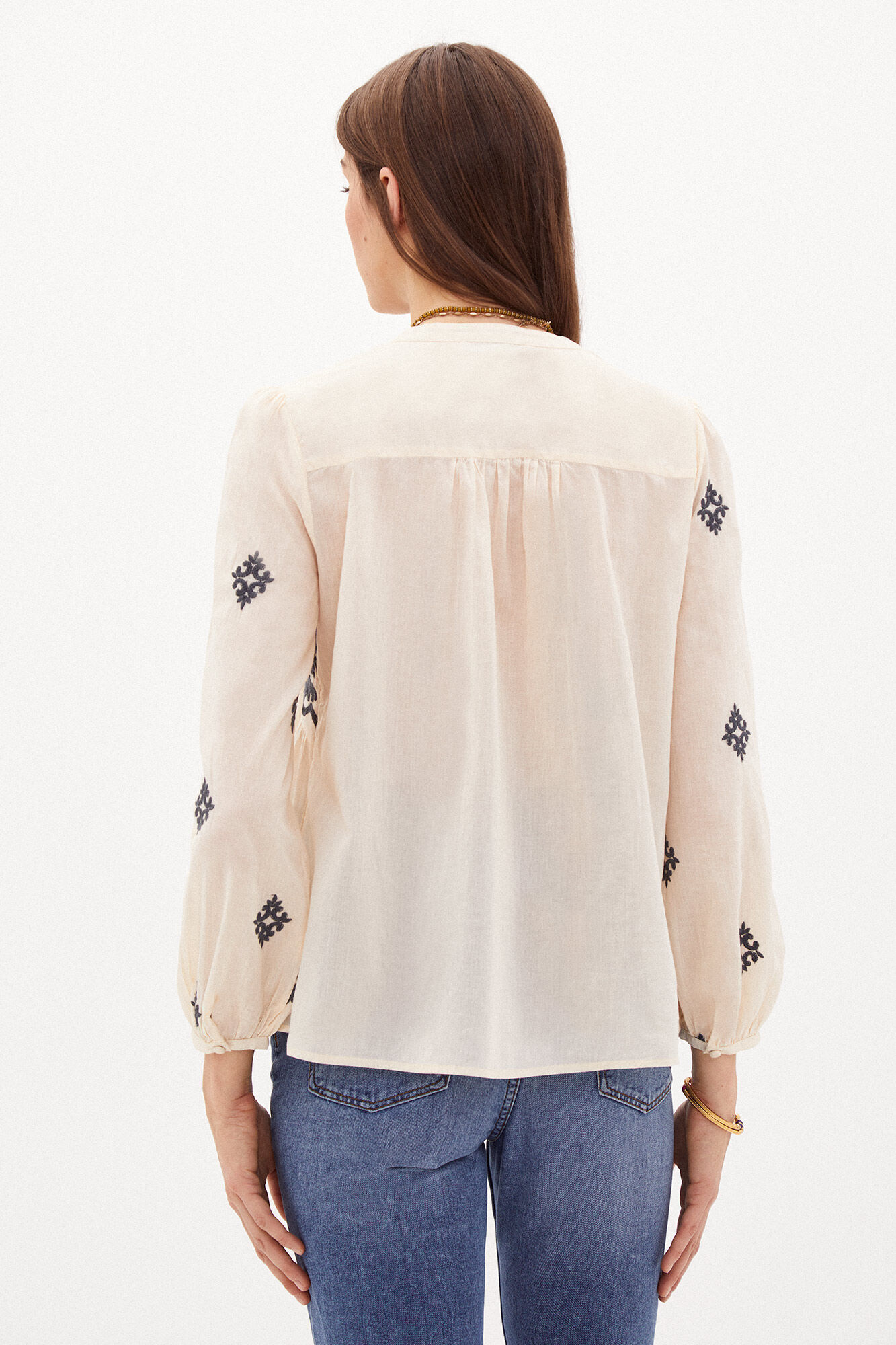 Blusa Cala em algodão bordado - Bege