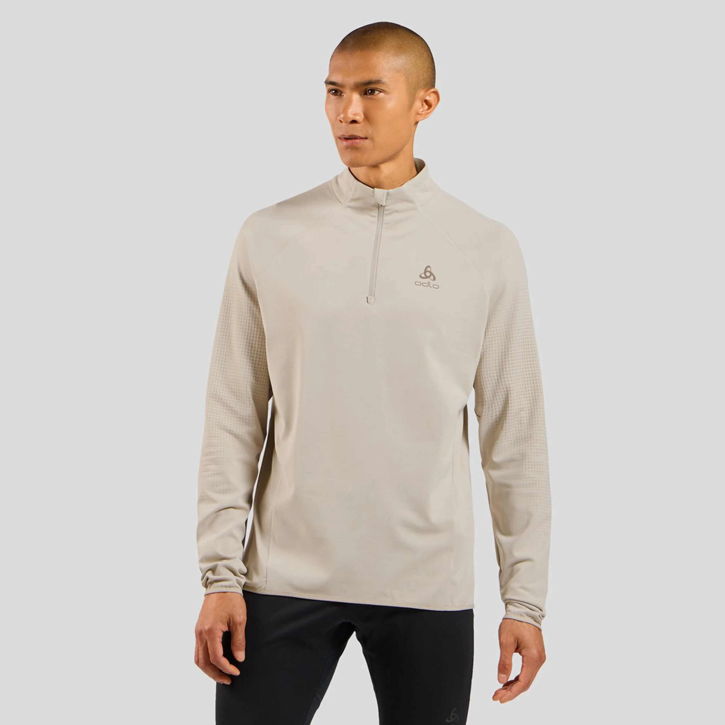 Odlo Zeroweight Warm Mid Layer 1/2 Zip Maillot De Course Hommes - Argent