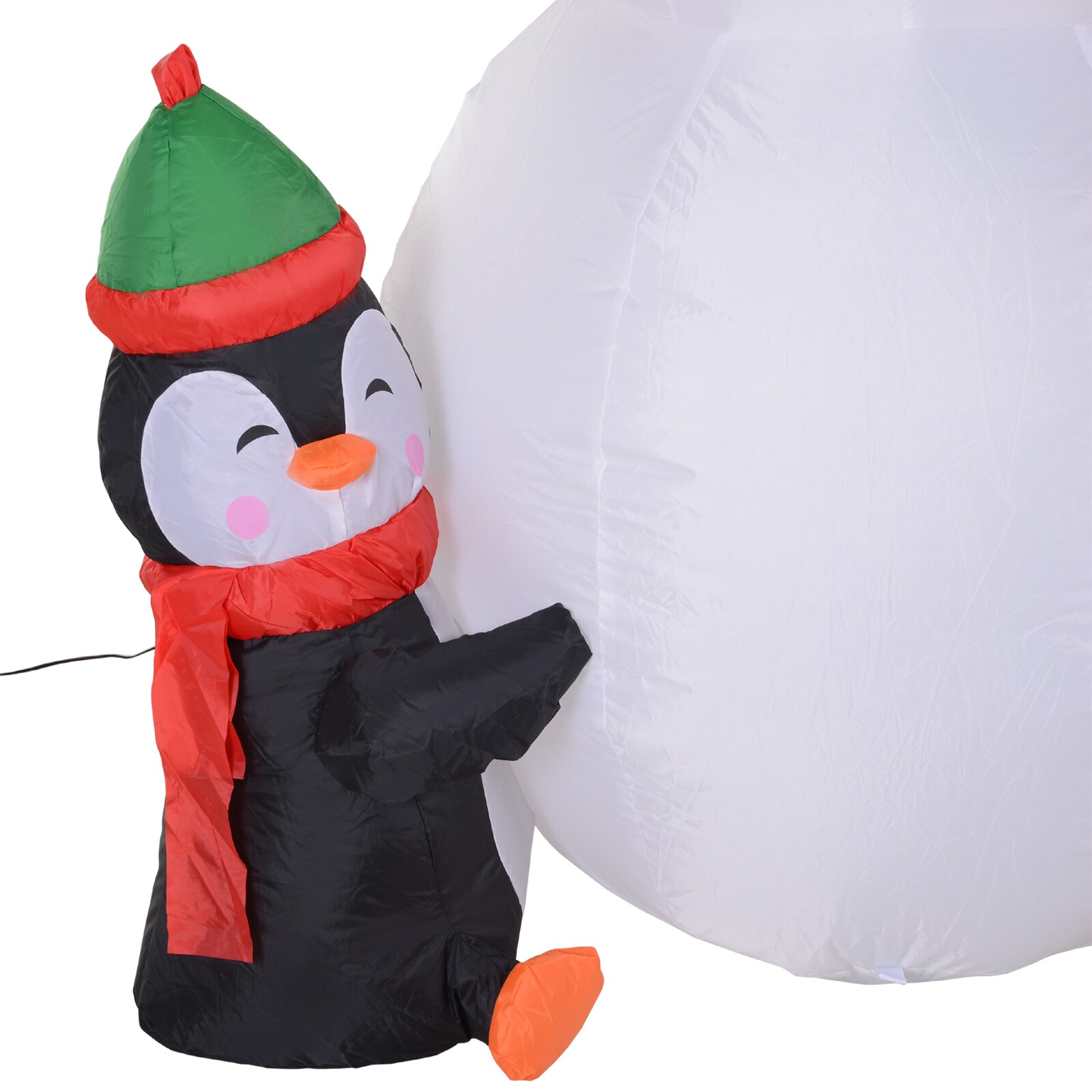 HOMCOM Aufblasbarer LED Schneemann mit 3 Pinguinen bunt 140 x 70 x 180 cm (BxTxH)