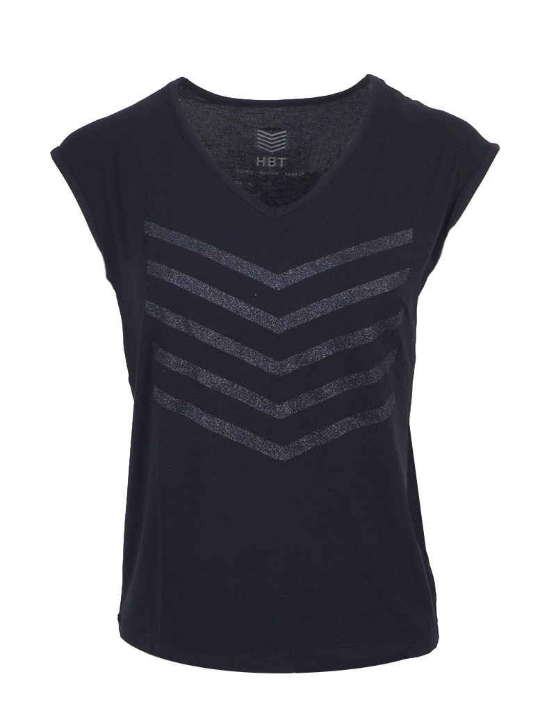 HBT JUSTINE TOP MODAL NOIR/GLITTER NOIR