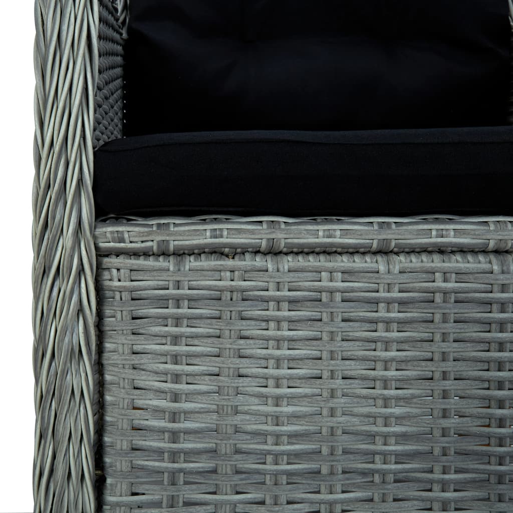 Salon de jardin meuble d'extérieur ensemble de mobilier 3 pièces avec coussins résine tressée gris clair