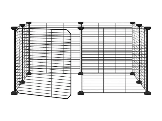Cage animaux de compagnie à 8 panneaux et porte Noir 35x35 cm