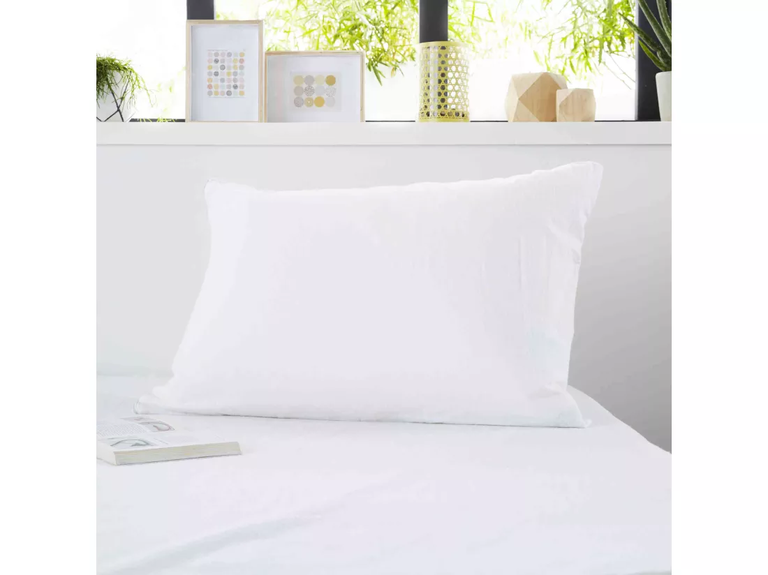 Lot de 2 protège oreillers 100% coton anti-rétrécissement absorbants silencieux et respirants 50x70 cm