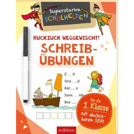 ars Edition Superstarke Schulhelden Ruckzuck weggewischt! Schreibübungen