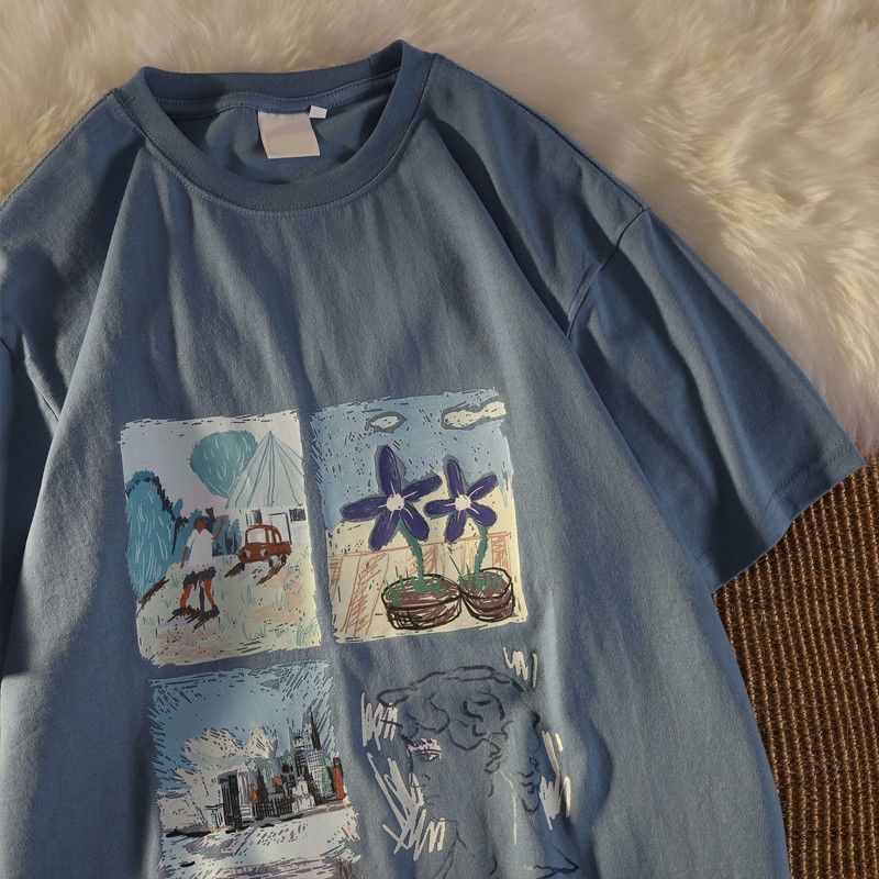Kupyd - Koppels matchend T-shirt met elleboogmouwenprint