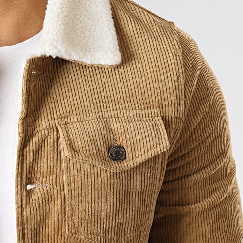 Veste Velours Col Mouton Beige