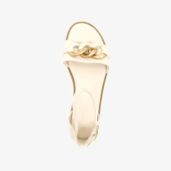 Nova dames sandalen wit met gouden detail