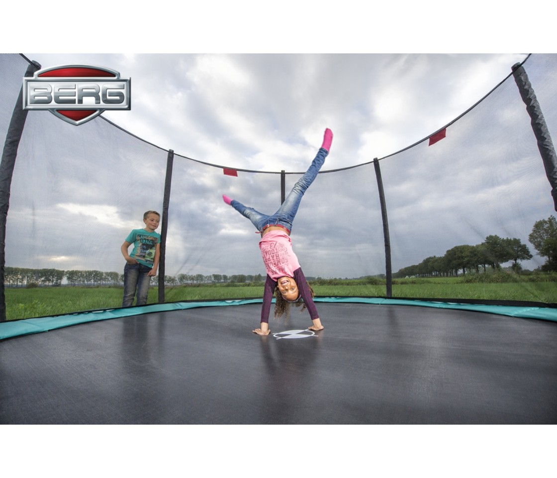 BERG - InGround Favorit 430 Trampolin + Comfort Sikkerhedsnet - Grøn