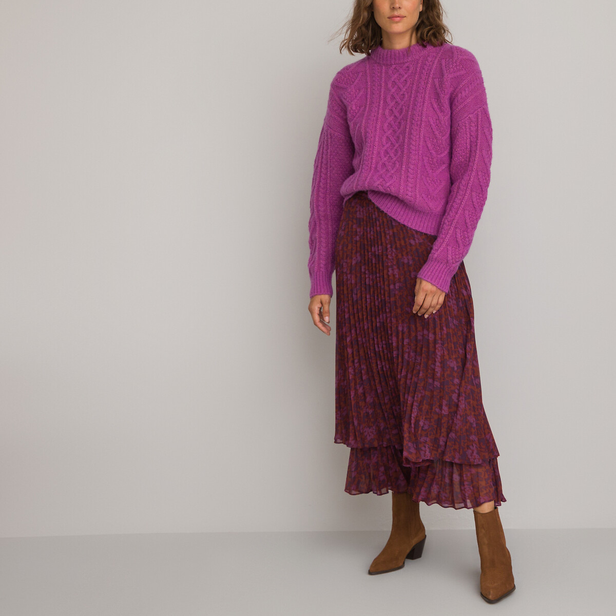 COLEÇÕES LA REDOUTE<br>Saia longa plissada estampada