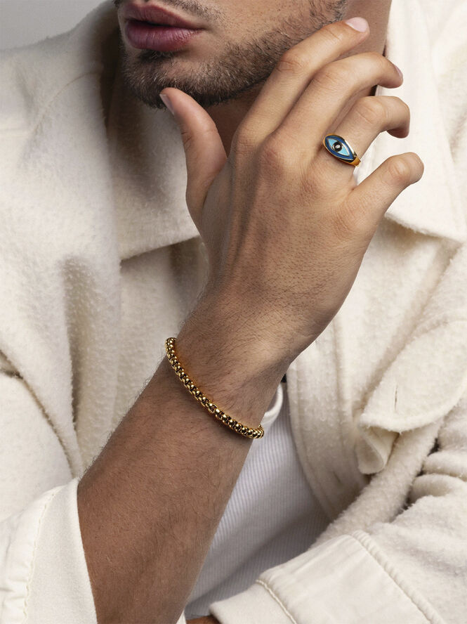 Nialaya 5mm Gold Box Chain Classic Bracelet Gold