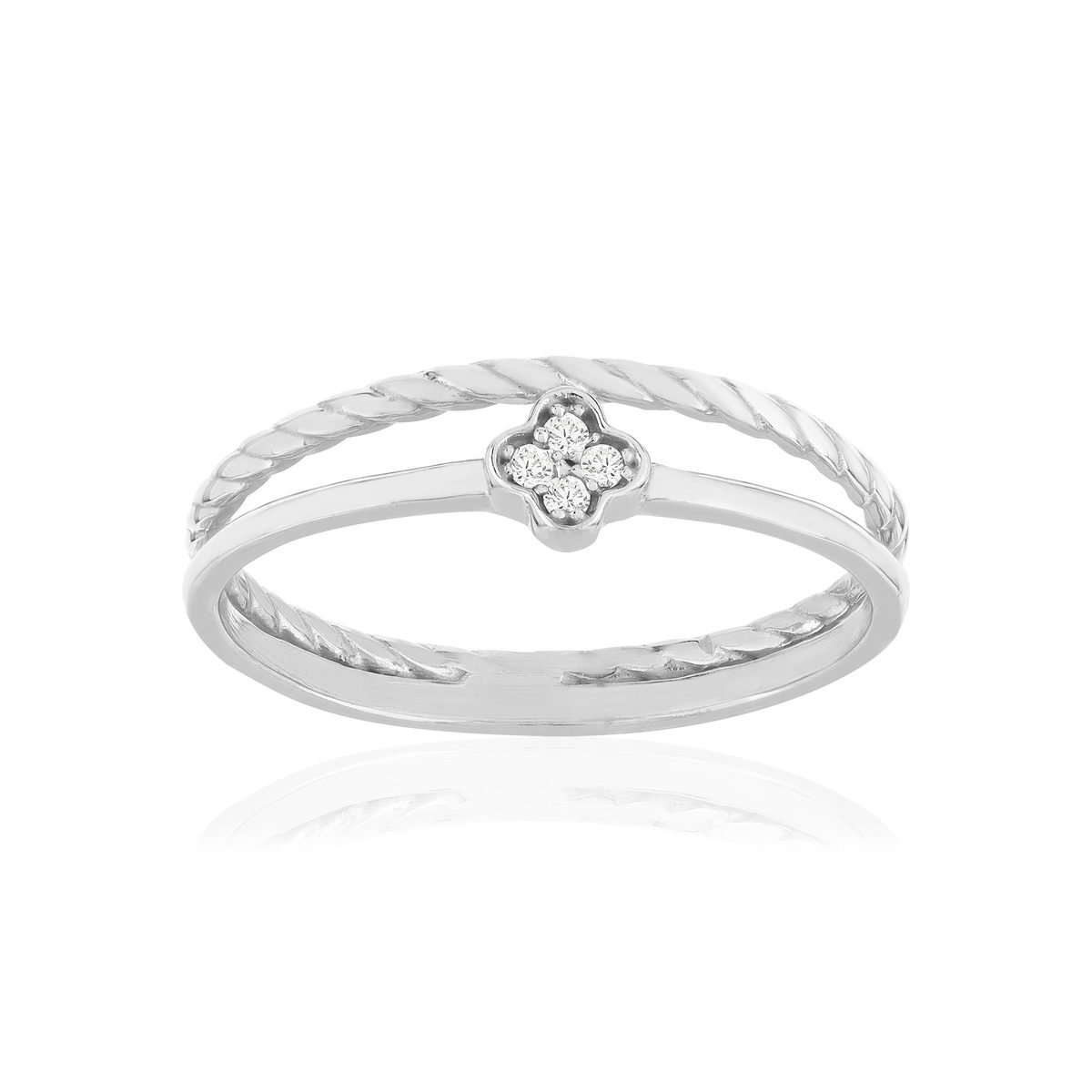Bague argent 925 zirconias motif fleur