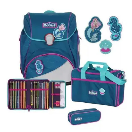 Scout Schulranzenset Alpha Mermaid, 4-teilig