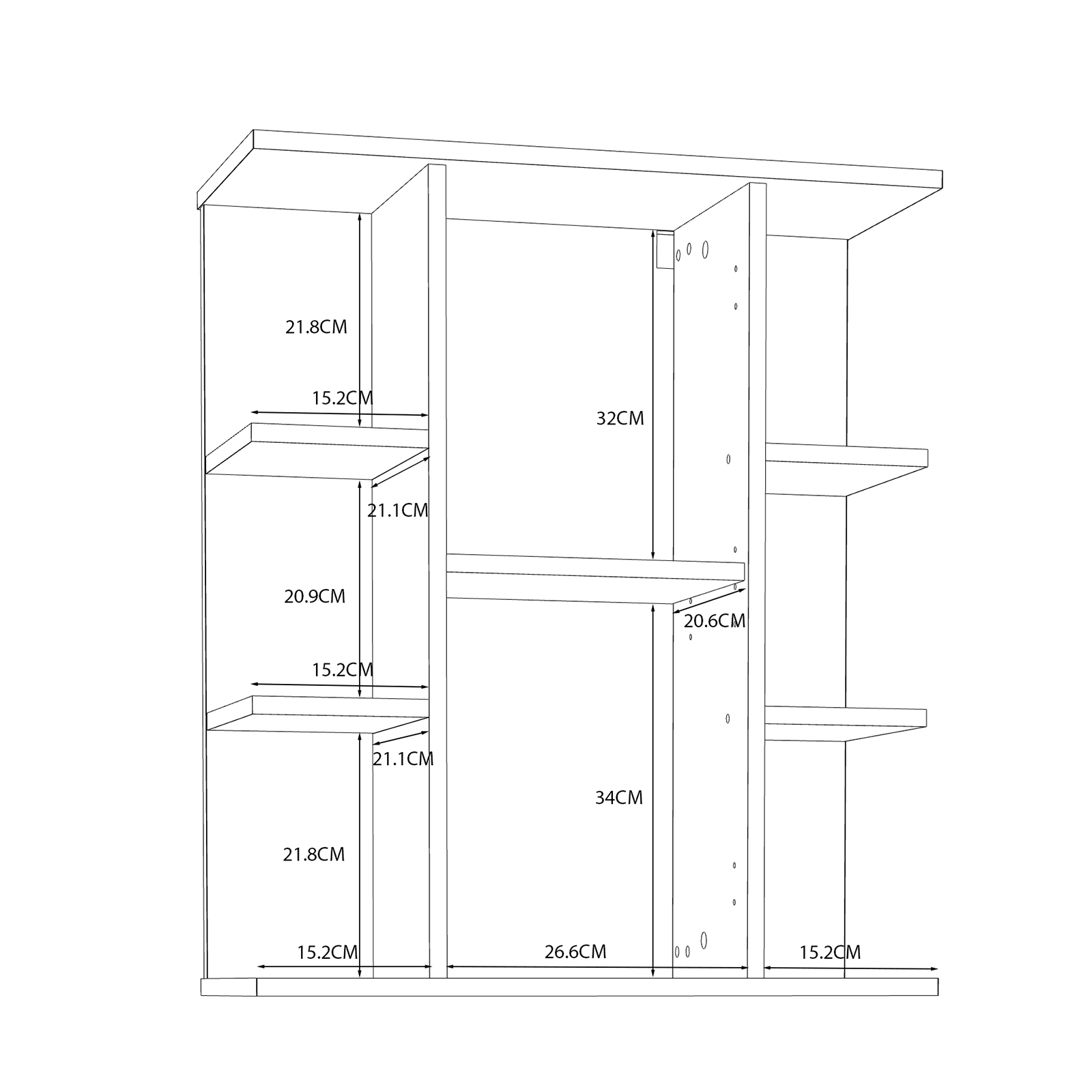 Spiegelschrank - weiß - 60 cm