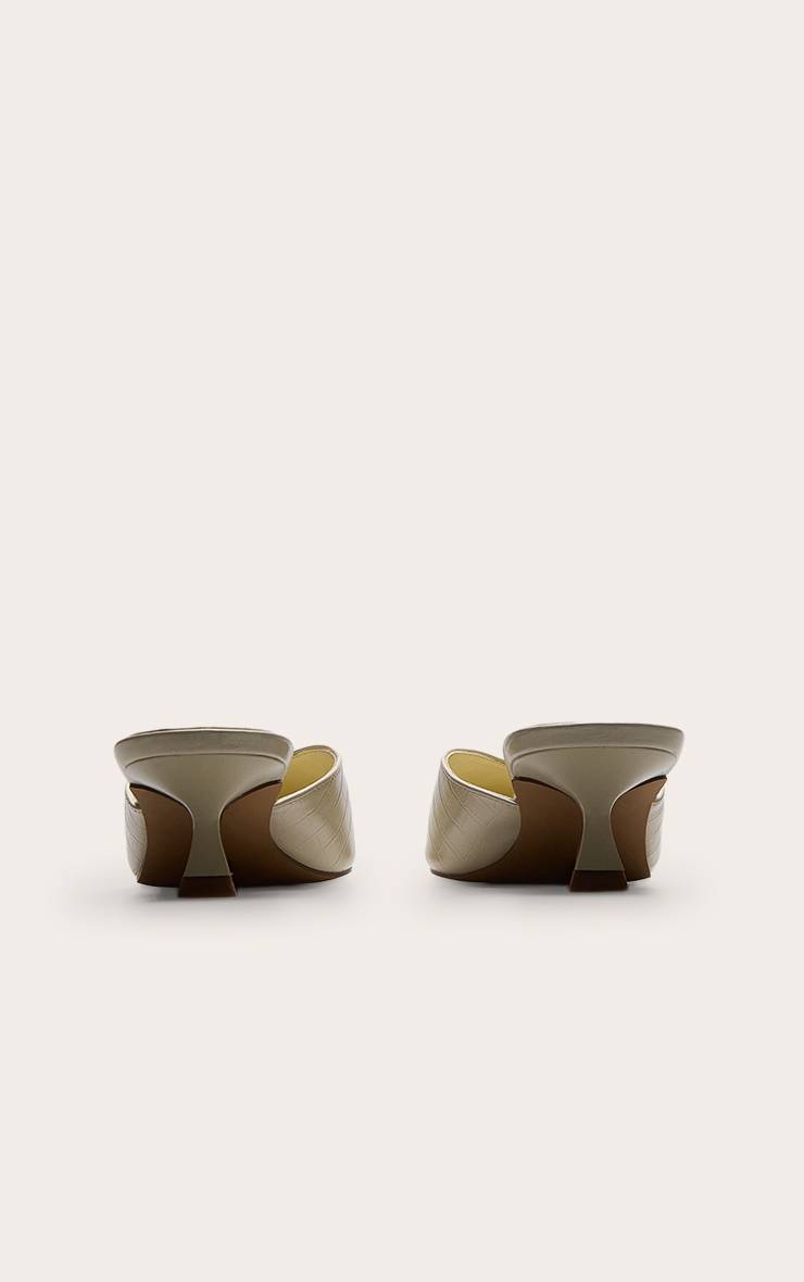 Butter Yellow Mules À Bout Pointu Effet Croco Talon Bas