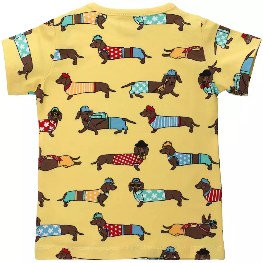 Villervalla Shirt Kurzarm Dachshund zitrone