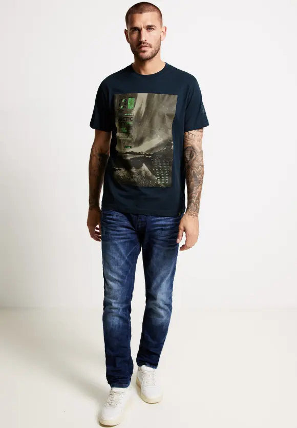 Arctic Sky Foto T-Shirt - diver blue