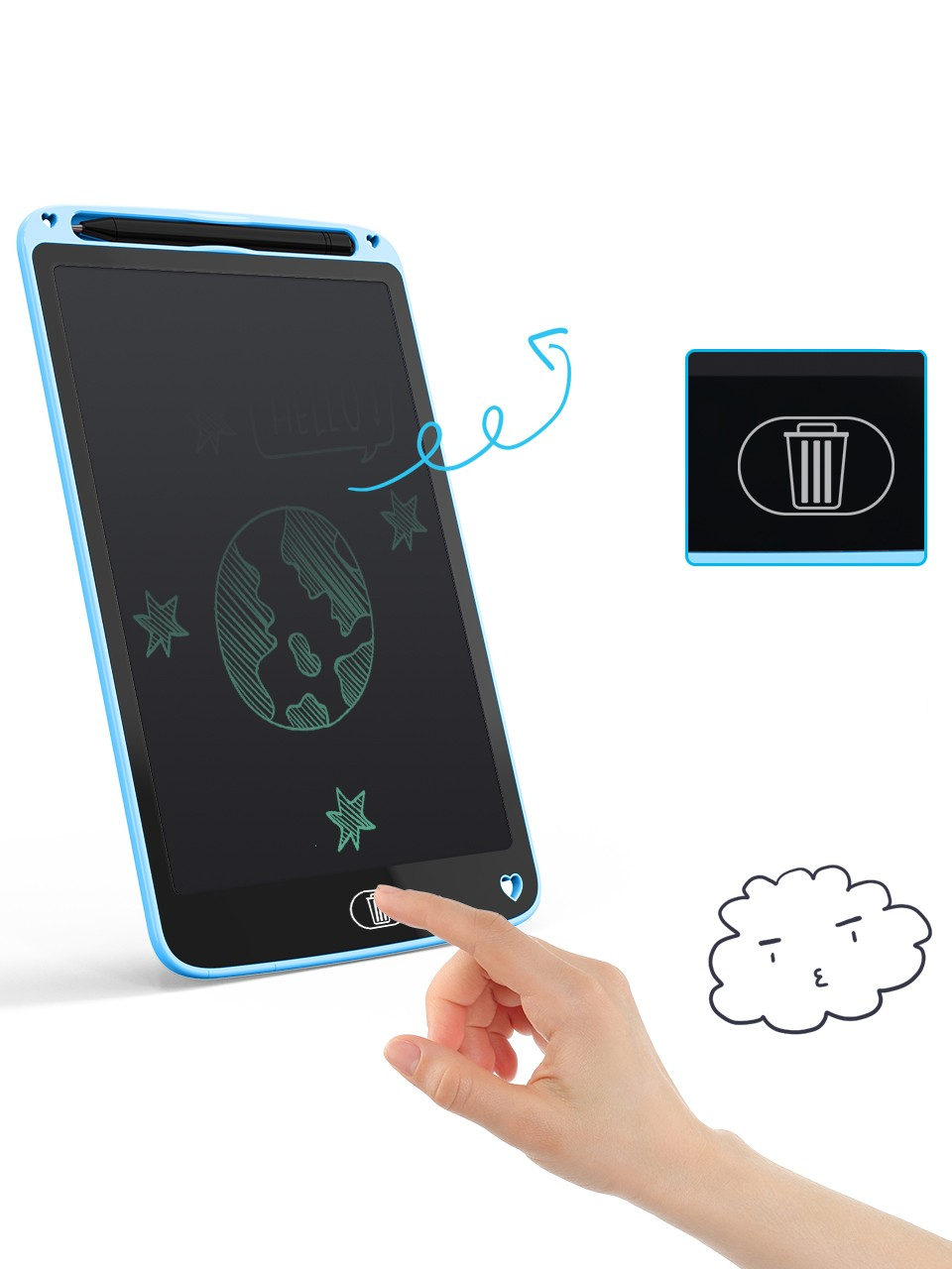 (22x14.5cm) Magische LCD Schreibtafel Wiederverwendbares Zeichenbrett Maltafel mit Zauberstift (inkl. CR2025 Batterie)